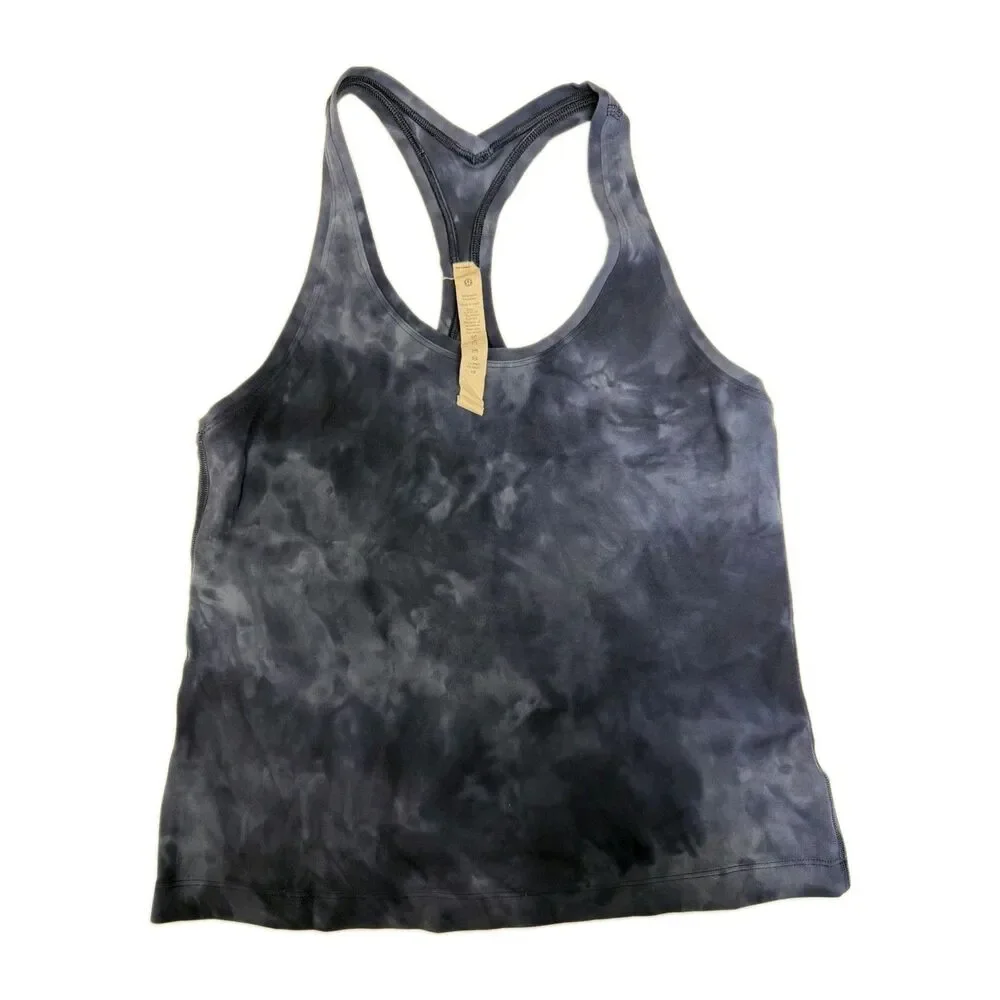 Lululemon Womens Sz 8 Cool Racerback Tank Top Short Length Diamond Dye Navy Blue